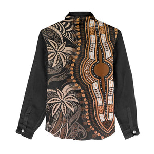 Polynesia Mixed African Dashiki Women Casual Shirt Afro-pacific Culture - Gold