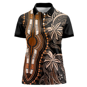 Polynesia Mixed African Dashiki Women Polo Shirt Afro-pacific Culture - Gold