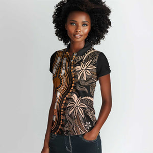 Polynesia Mixed African Dashiki Women Polo Shirt Afro-pacific Culture - Gold