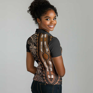 Polynesia Mixed African Dashiki Women Polo Shirt Afro-pacific Culture - Gold