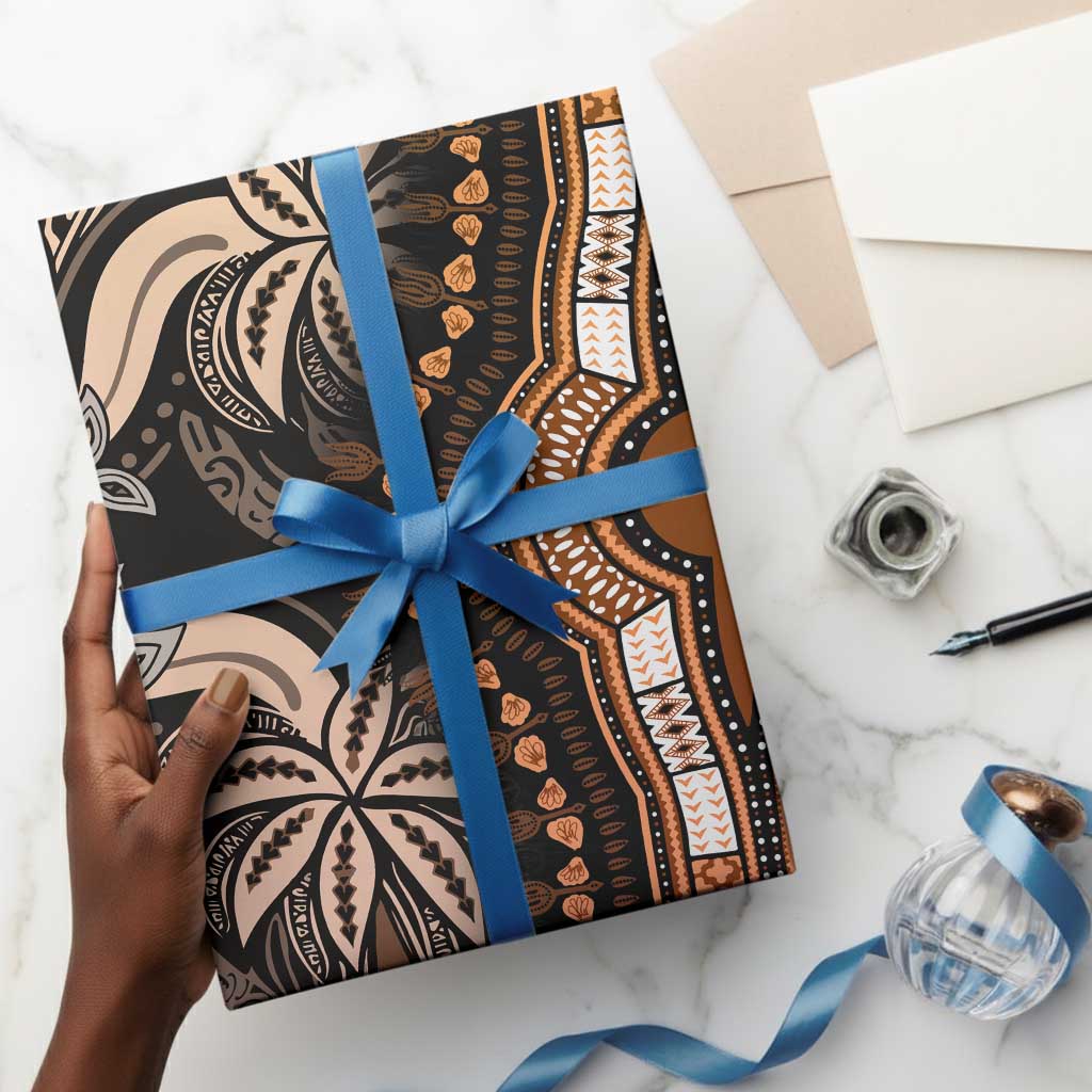 Polynesia Mixed African Dashiki Wrapping Paper Afro-pacific Culture - Gold - African Pride