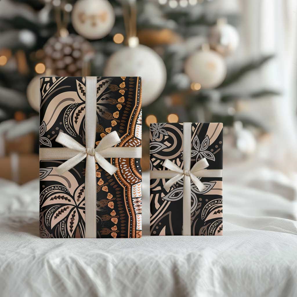 Polynesia Mixed African Dashiki Wrapping Paper Afro-pacific Culture - Gold - African Pride