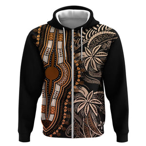 Polynesia Mixed African Dashiki Zip Hoodie Afro-pacific Culture - Gold