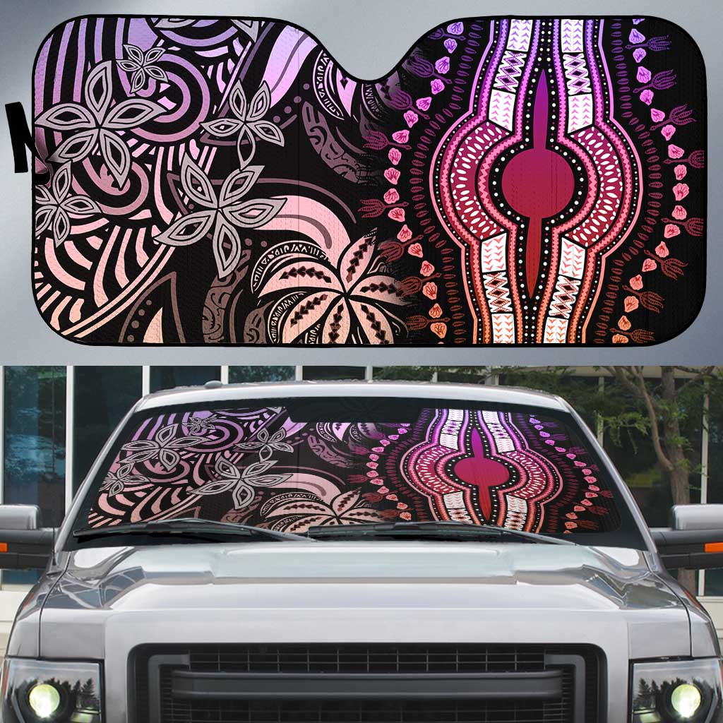 Polynesia Mixed African Dashiki Auto Sun Shade Afro-pacific Culture - Pastel