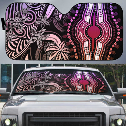 Polynesia Mixed African Dashiki Auto Sun Shade Afro-pacific Culture - Pastel