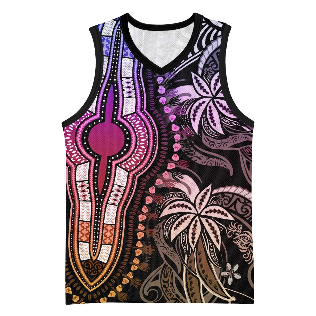 Polynesia Mixed African Dashiki Basketball Jersey Afro-pacific Culture - Pastel LT9