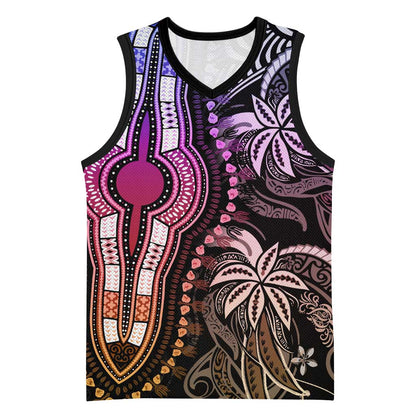 Polynesia Mixed African Dashiki Basketball Jersey Afro-pacific Culture - Pastel LT9