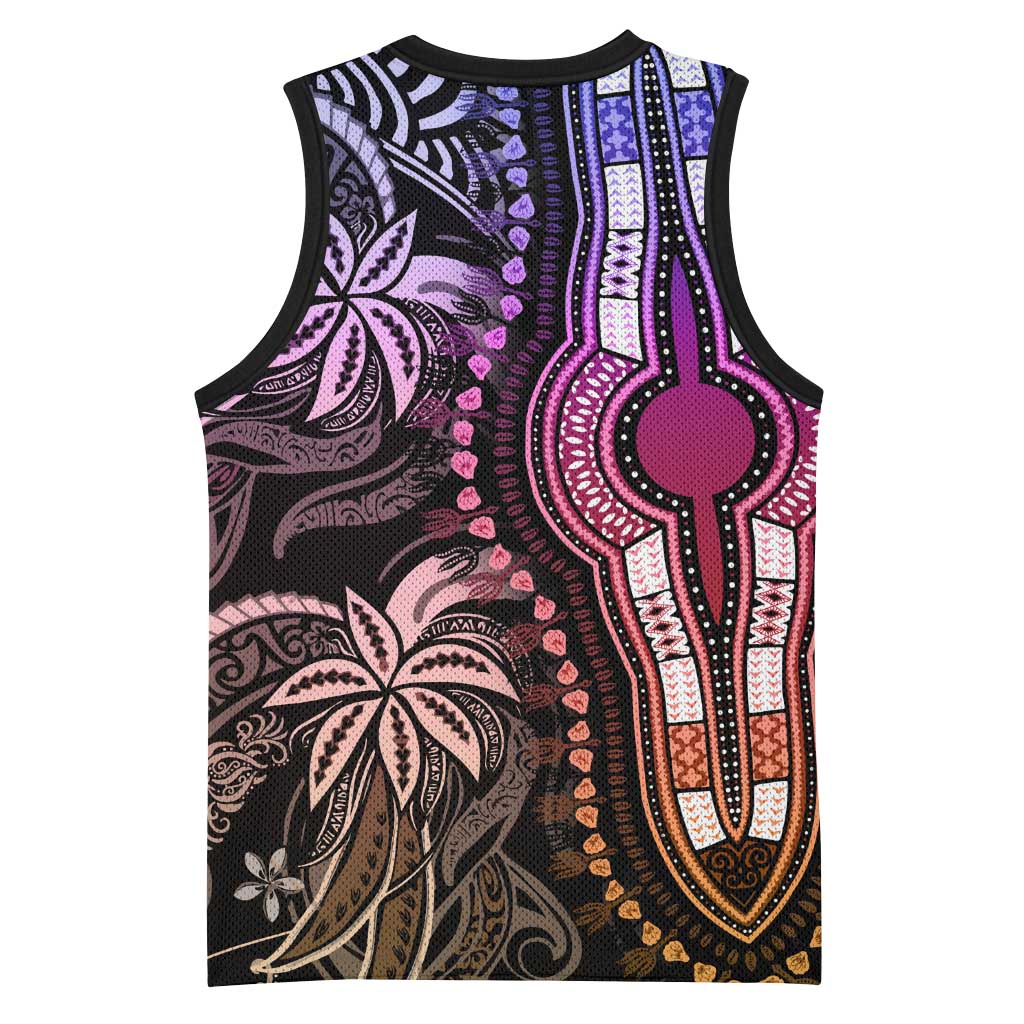 Polynesia Mixed African Dashiki Basketball Jersey Afro-pacific Culture - Pastel LT9