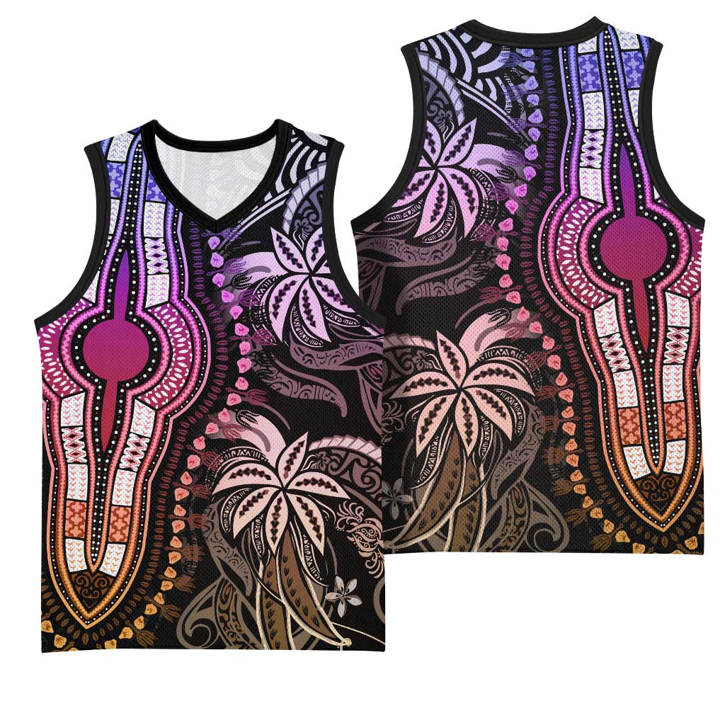 Polynesia Mixed African Dashiki Basketball Jersey Afro-pacific Culture - Pastel LT9