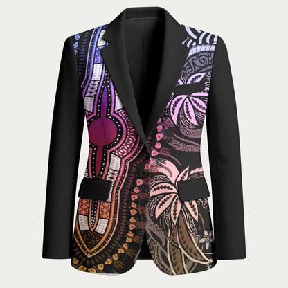 Polynesia Mixed African Dashiki Blazer Afro-pacific Culture - Pastel