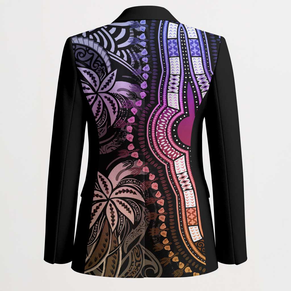 Polynesia Mixed African Dashiki Blazer Afro-pacific Culture - Pastel