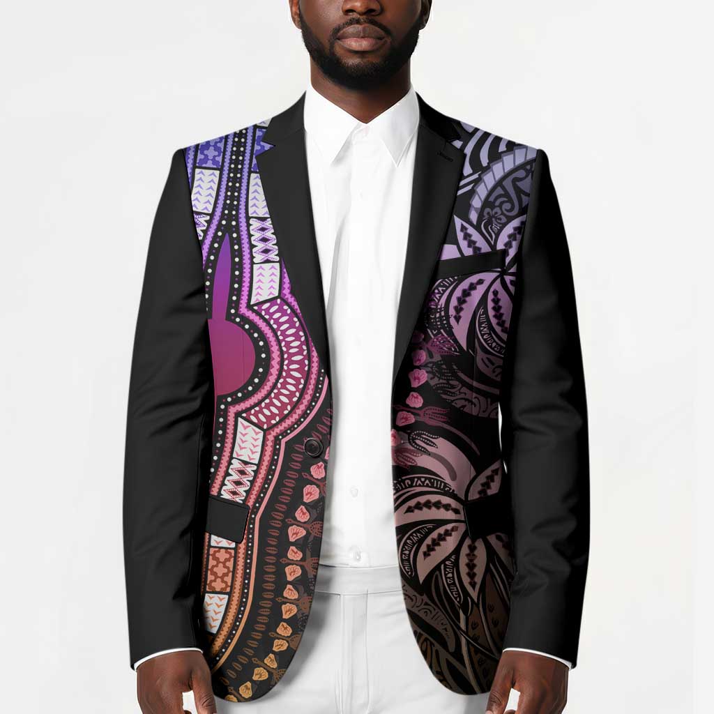 Polynesia Mixed African Dashiki Blazer Afro-pacific Culture - Pastel