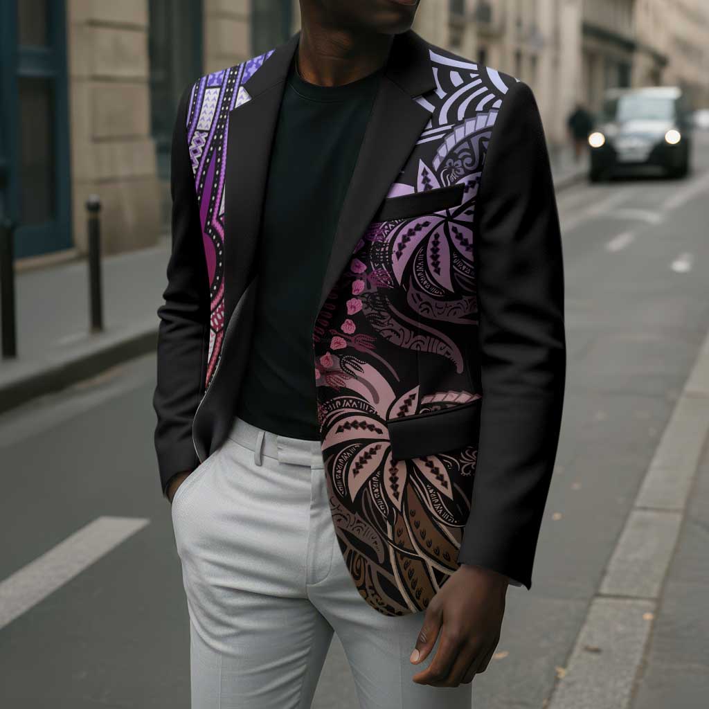 Polynesia Mixed African Dashiki Blazer Afro-pacific Culture - Pastel