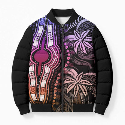 Polynesia Mixed African Dashiki Bomber Puffer Jacket Afro-pacific Culture - Pastel
