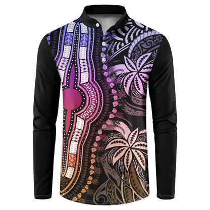 Polynesia Mixed African Dashiki Button Sweatshirt Afro-pacific Culture - Pastel