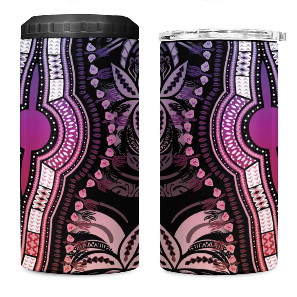 Polynesia Mixed African Dashiki 4 in 1 Can Cooler Tumbler Afro-pacific Culture - Pastel