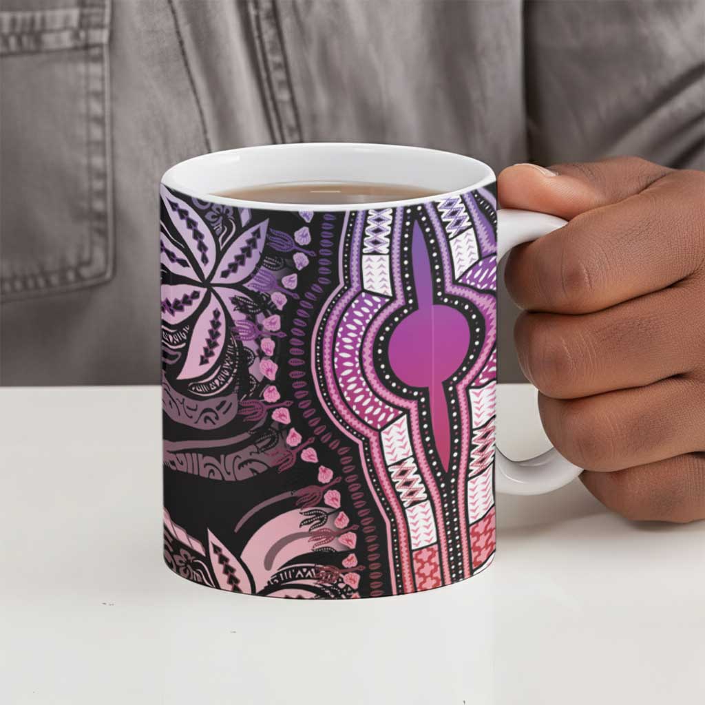 Polynesia Mixed African Dashiki Ceramic Mug Afro-pacific Culture - Pastel