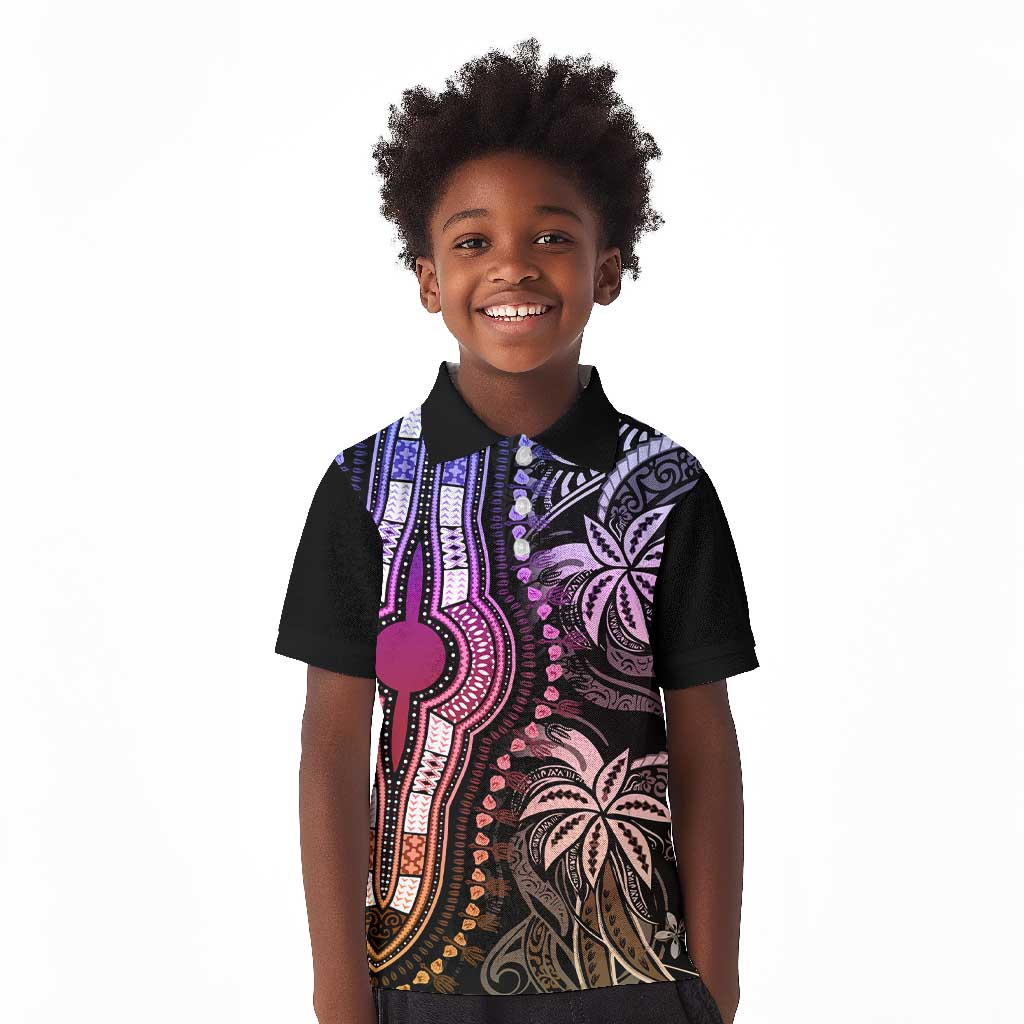 Polynesia Mixed African Dashiki Kid Polo Shirt Afro-pacific Culture - Pastel