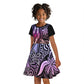 Polynesia Mixed African Dashiki Kid Short Sleeve Dress Afro-pacific Culture - Pastel