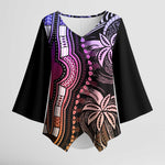 Polynesia Mixed African Dashiki Kimono Sleeve Blouse Afro-pacific Culture - Pastel