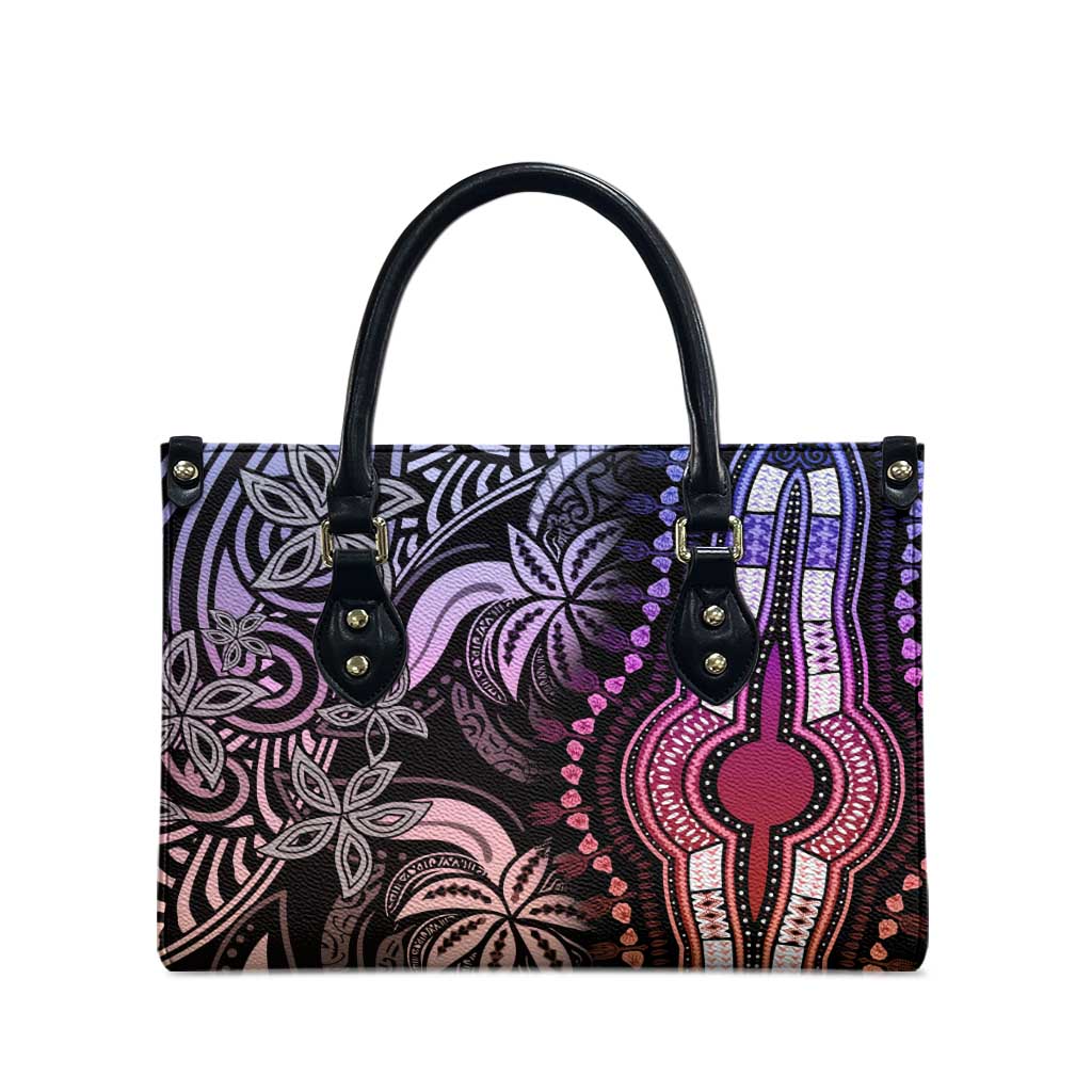 Polynesia Mixed African Dashiki Leather Bag Afro-pacific Culture - Pastel
