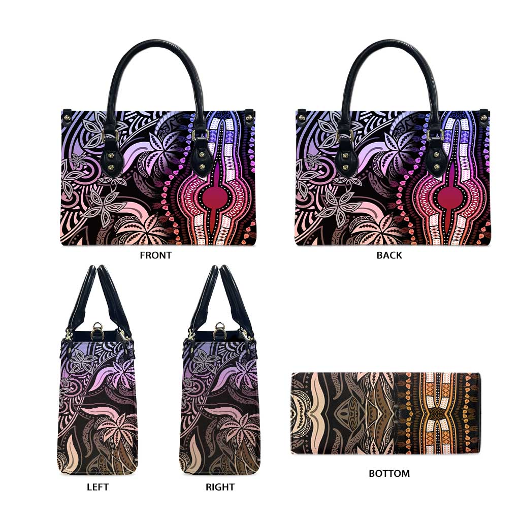 Polynesia Mixed African Dashiki Leather Bag Afro-pacific Culture - Pastel