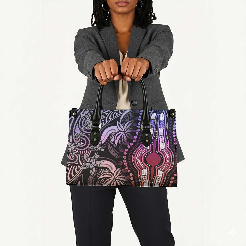Polynesia Mixed African Dashiki Leather Bag Afro-pacific Culture - Pastel