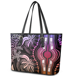 Polynesia Mixed African Dashiki Leather Tote Bag Afro-pacific Culture - Pastel