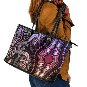 Polynesia Mixed African Dashiki Leather Tote Bag Afro-pacific Culture - Pastel