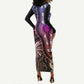 Polynesia Mixed African Dashiki Long Sleeve Bodycon Dress Afro-pacific Culture - Pastel LT9