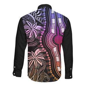 Polynesia Mixed African Dashiki Long Sleeve Button Shirt Afro-pacific Culture - Pastel