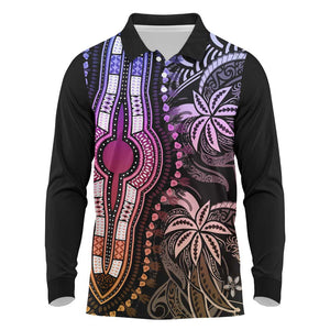 Polynesia Mixed African Dashiki Long Sleeve Polo Shirt Afro-pacific Culture - Pastel