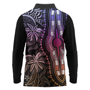 Polynesia Mixed African Dashiki Long Sleeve Polo Shirt Afro-pacific Culture - Pastel