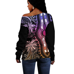 Polynesia Mixed African Dashiki Off Shoulder Sweater Afro-pacific Culture - Pastel