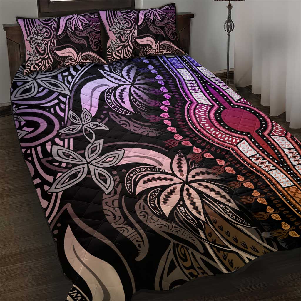 Polynesia Mixed African Dashiki Quilt Bed Set Afro-pacific Culture - Pastel