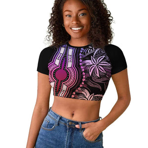 Polynesia Mixed African Dashiki Raglan Cropped T shirt Afro-pacific Culture - Pastel