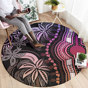 Polynesia Mixed African Dashiki Round Carpet Afro-pacific Culture - Pastel