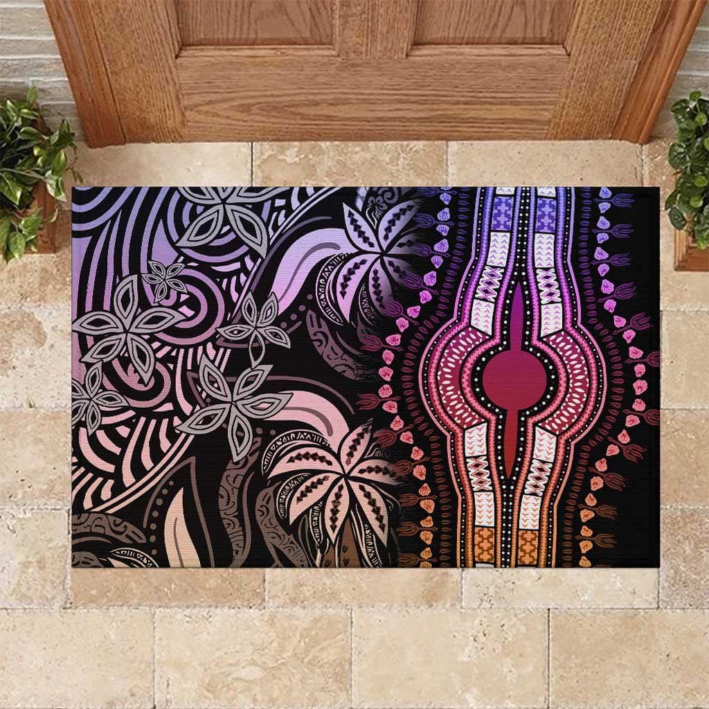 Polynesia Mixed African Dashiki Rubber Doormat Afro-pacific Culture - Pastel