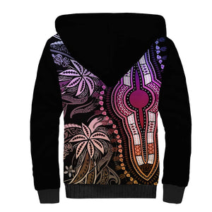 Polynesia Mixed African Dashiki Sherpa Hoodie Afro-pacific Culture - Pastel