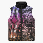 Polynesia Mixed African Dashiki Sleeveless Puffer Jacket Afro-pacific Culture - Pastel