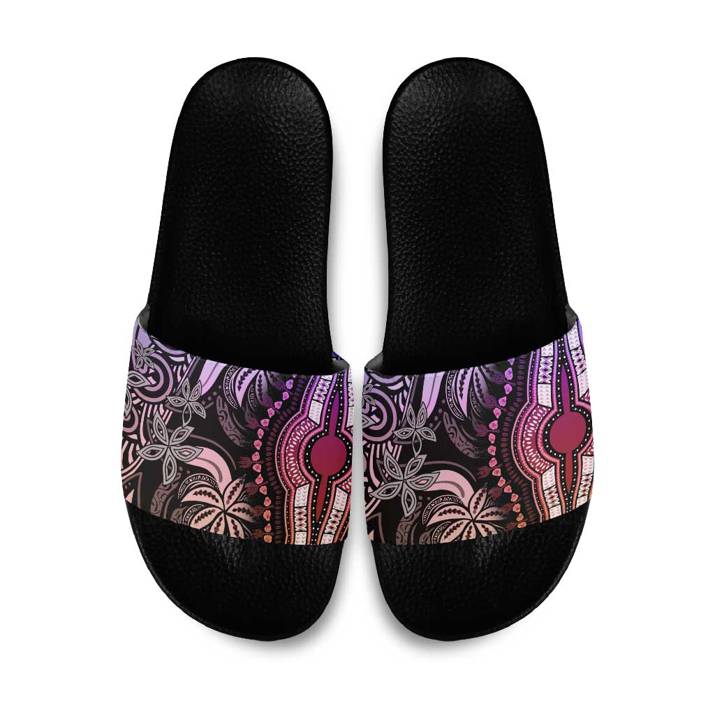 Polynesia Mixed African Dashiki Slide Sandals Afro-pacific Culture - Pastel