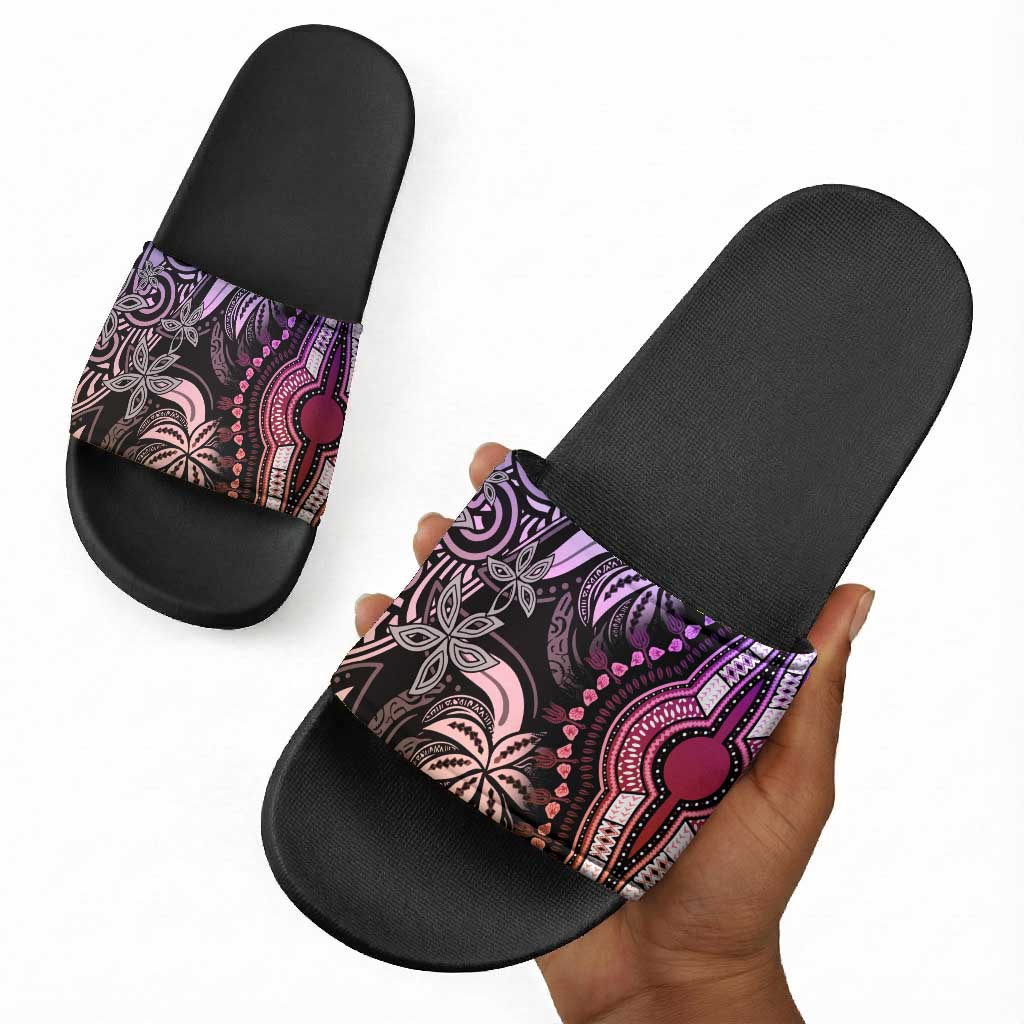 Polynesia Mixed African Dashiki Slide Sandals Afro-pacific Culture - Pastel