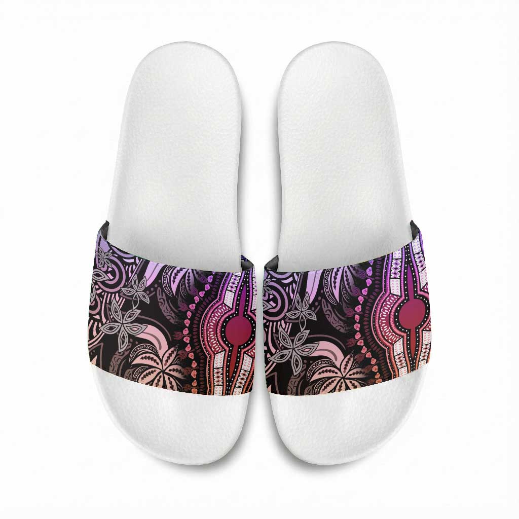 Polynesia Mixed African Dashiki Slide Sandals Afro-pacific Culture - Pastel