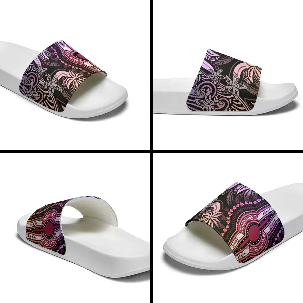 Polynesia Mixed African Dashiki Slide Sandals Afro-pacific Culture - Pastel