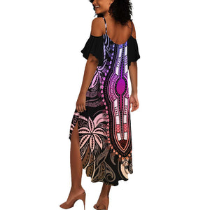 Polynesia Mixed African Dashiki Summer Maxi Dress Afro-pacific Culture - Pastel