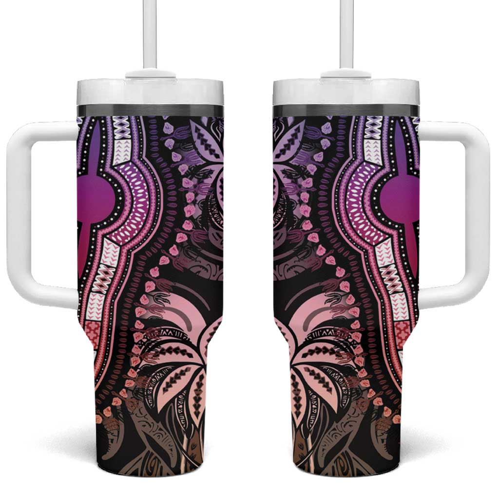 Polynesia Mixed African Dashiki Tumbler With Handle Afro-pacific Culture - Pastel