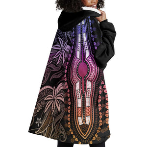 Polynesia Mixed African Dashiki Wearable Blanket Hoodie Afro-pacific Culture - Pastel