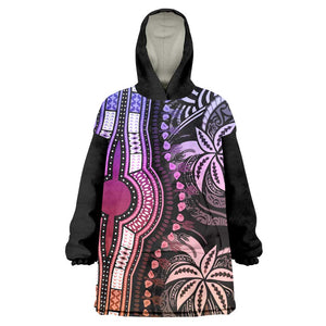 Polynesia Mixed African Dashiki Wearable Blanket Hoodie Afro-pacific Culture - Pastel