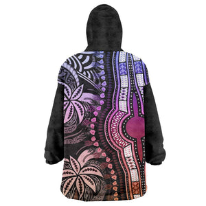 Polynesia Mixed African Dashiki Wearable Blanket Hoodie Afro-pacific Culture - Pastel