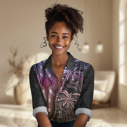 Polynesia Mixed African Dashiki Women Casual Shirt Afro-pacific Culture - Pastel LT9